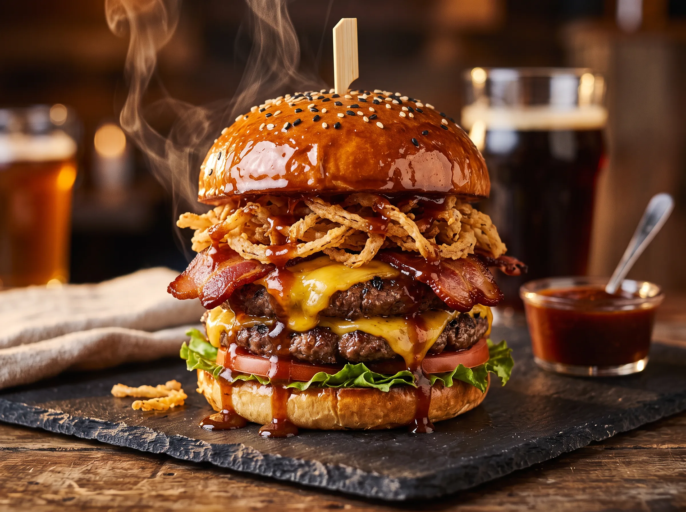 バーベキューソースとオニオンのスモーキーBBQベーコン